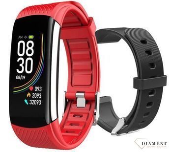 Smartwatch opaska sportowa Rubicon Rnce59 z dodatkowym paskiem w kolorze czerwonym.jpg